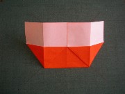 折り紙織り方写真/サイフNo.[14] <br />奥へ山折します。